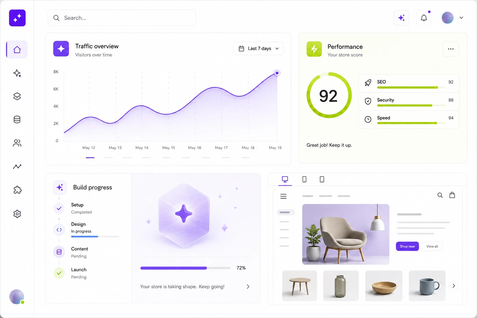 AI-generated application dashboard preview